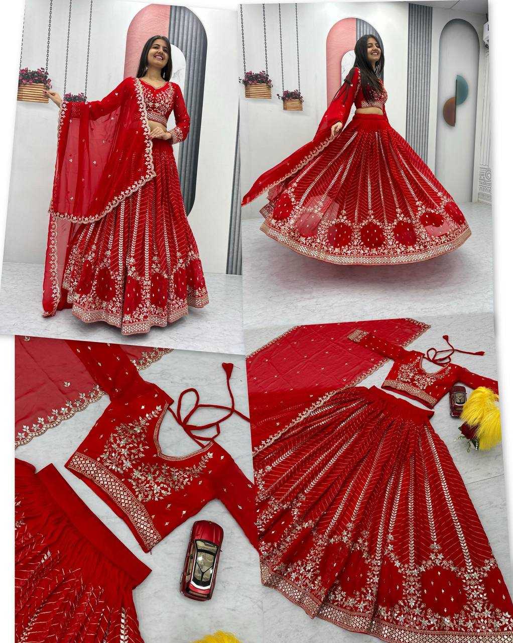 Ynf Faux Georgette KESH119 020 Red Lehengas Wedding Collections Festive Collections Wholesale Fancy Lehenga Wedding Lehenga Designer Lehenga Choli Manufacturer