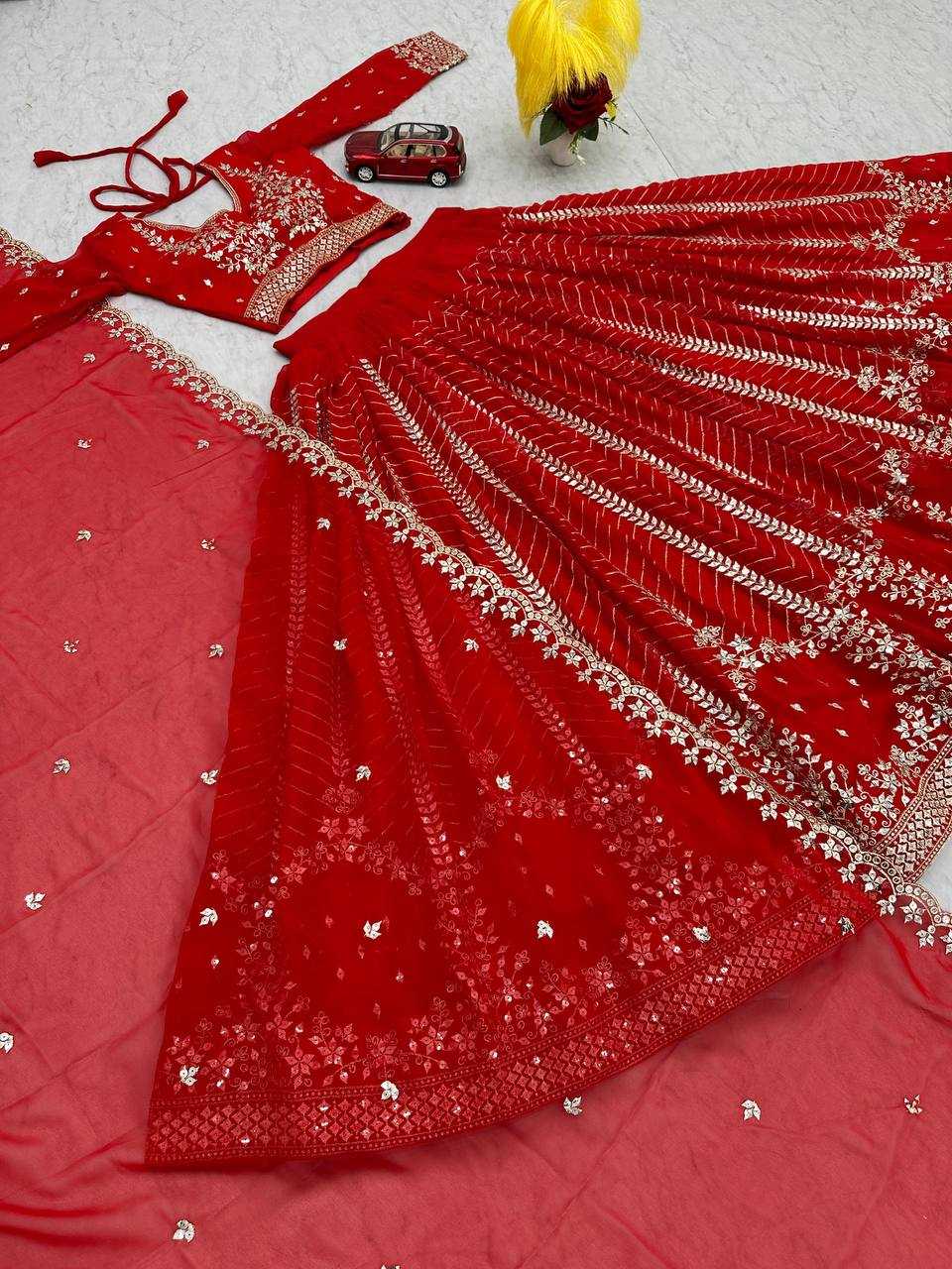 Ynf Faux Georgette KESH119 020 Red Lehengas Wedding Collections Festive Collections Wholesale Fancy Lehenga Wedding Lehenga Designer Lehenga Choli Manufacturer