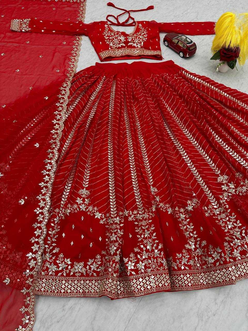 Ynf Faux Georgette KESH119 020 Red Lehengas Wedding Collections Festive Collections Wholesale Fancy Lehenga Wedding Lehenga Designer Lehenga Choli Manufacturer