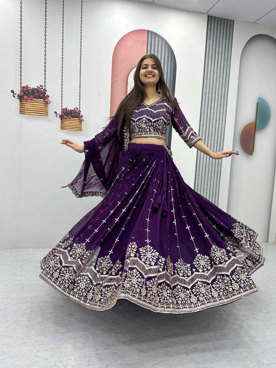 Ynf Faux Georgette KESH119 024 Lehengas Diwali Collections Wedding Collections Wholesale Embroidered Lehenga Designer Lehenga Choli Georgette Lehenga Manufacturer