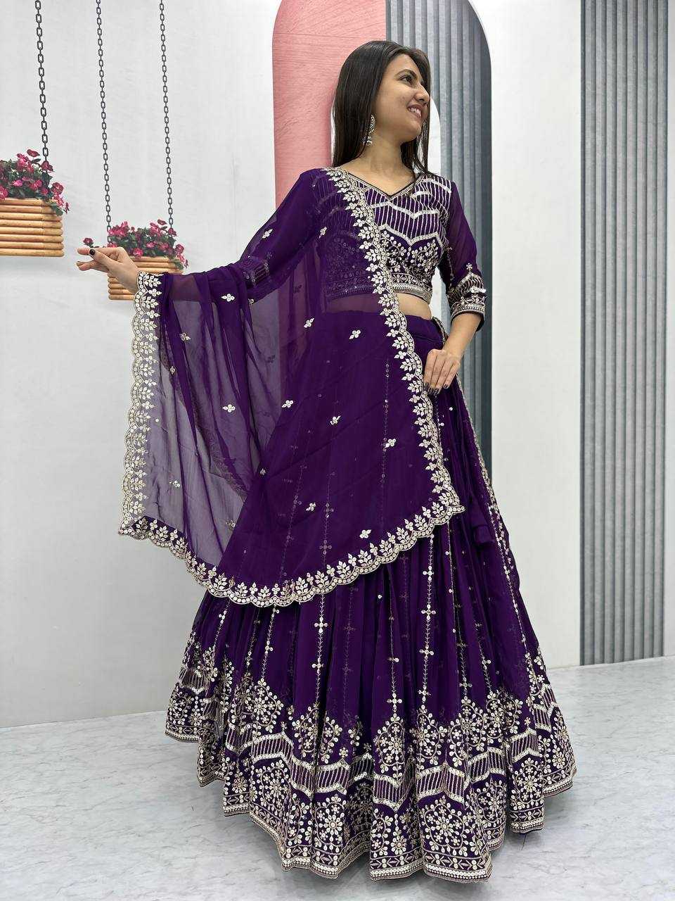 Ynf Faux Georgette KESH119 024 Lehengas Diwali Collections Wedding Collections Wholesale Embroidered Lehenga Designer Lehenga Choli Georgette Lehenga Manufacturer