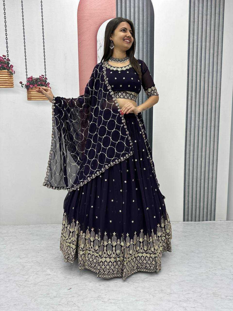 Ynf Faux Georgette KESH120 223 Lehengas Wedding Collections Festive Collections Wholesale Embroidered Lehenga Designer Lehenga Choli Georgette Lehenga Manufacturer