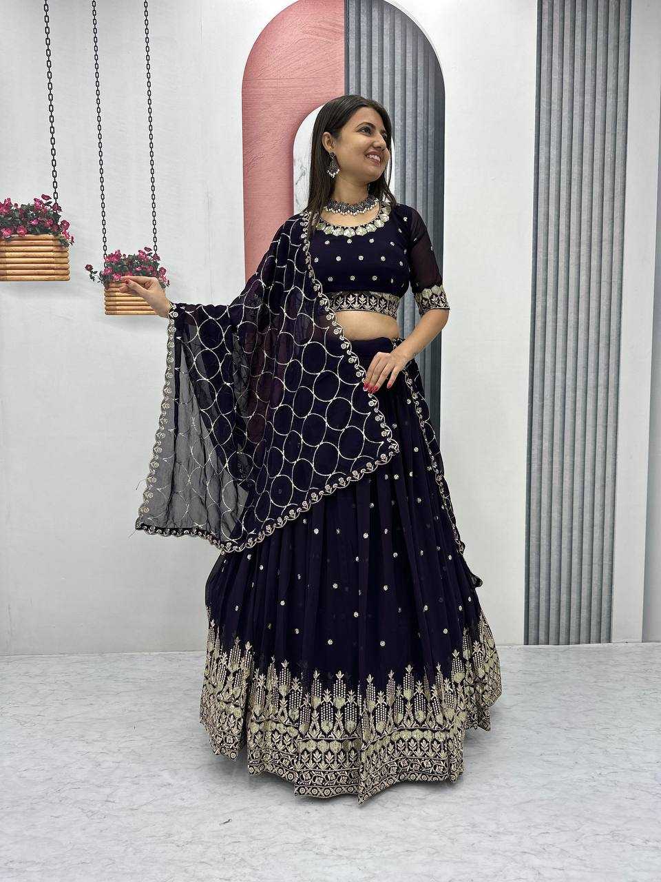 Ynf Faux Georgette KESH120 223 Lehengas Wedding Collections Festive Collections Wholesale Embroidered Lehenga Designer Lehenga Choli Georgette Lehenga Manufacturer