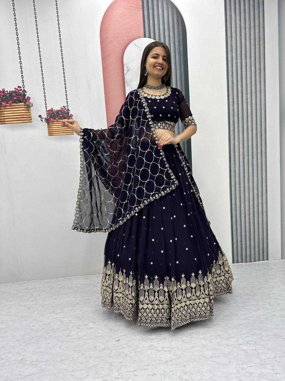 Ynf Faux Georgette KESH120 223 Lehengas Wedding Collections Festive Collections Wholesale Embroidered Lehenga Designer Lehenga Choli Georgette Lehenga Manufacturer