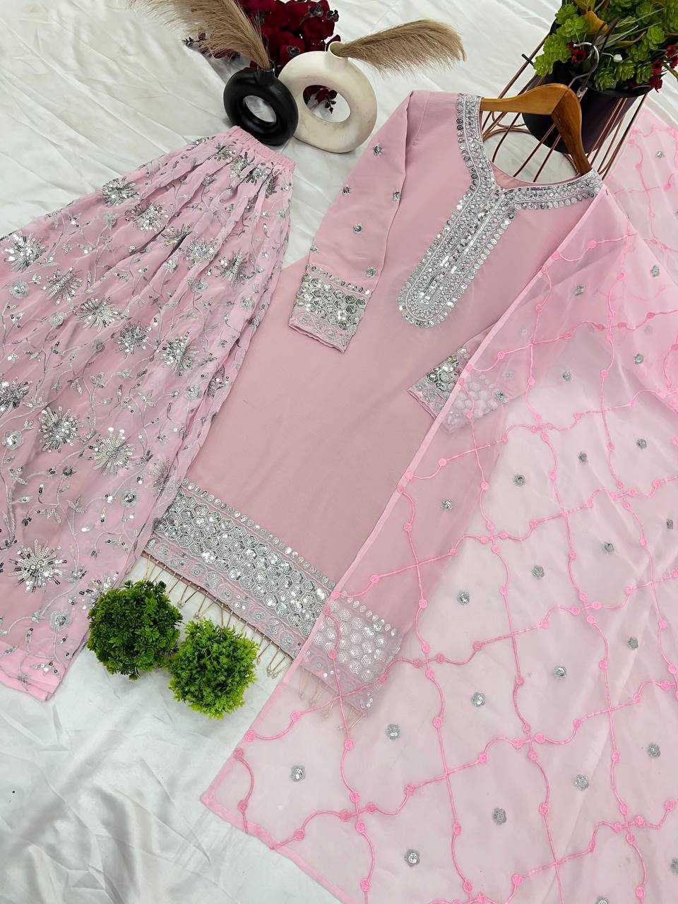 Ynf Faux Georgette KESH121 836 Suits & Dresses Wedding Collections Festive Collections Wholesale Sharara Salwar Suits Palazzo Suit Party wear suits Manufacturer