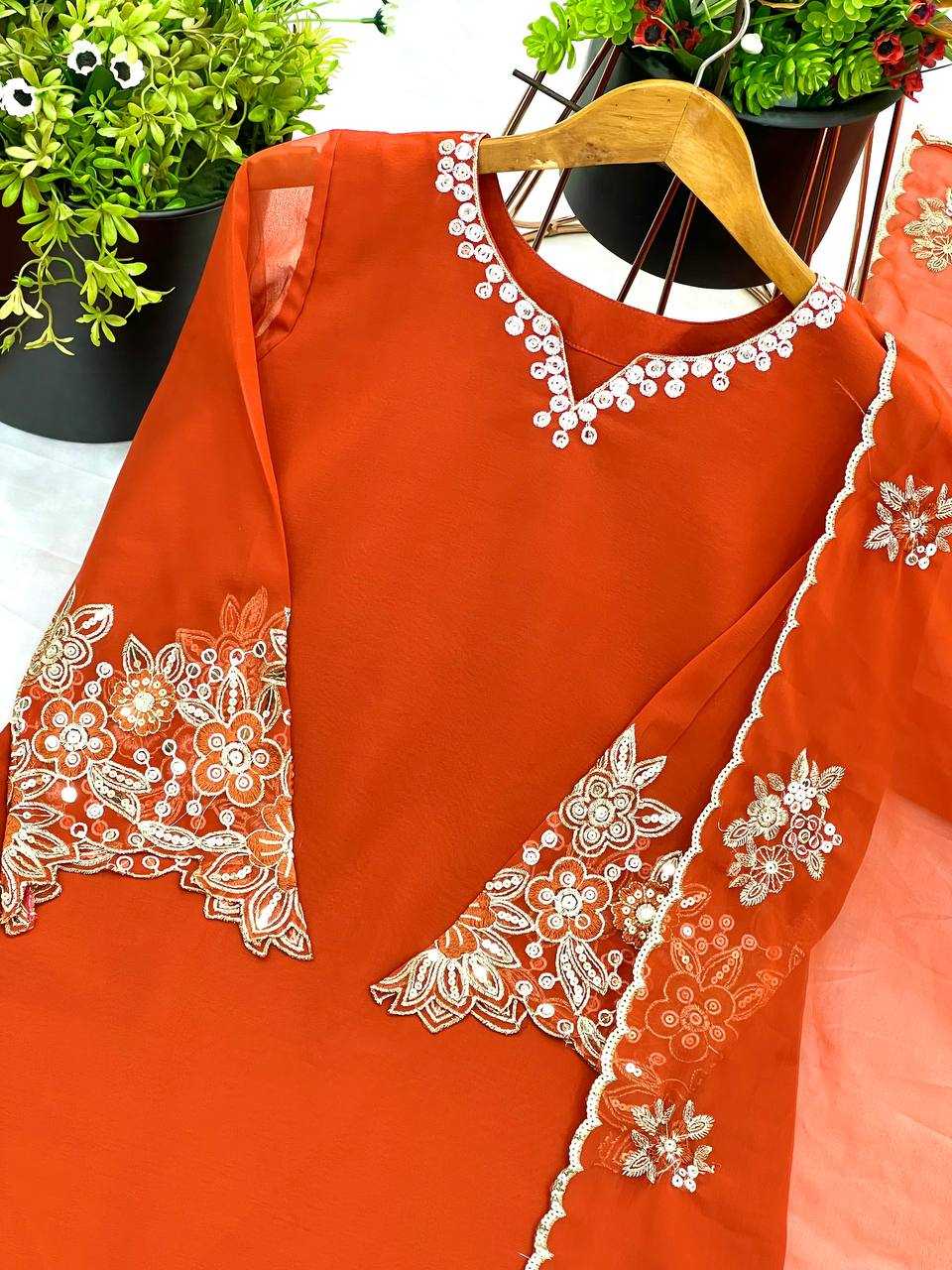 Ynf Faux Georgette KESH123 5234 Suits & Dresses Wedding Collections Festive Collections Wholesale Embroidery Suits Palazzo Suit Georgette Suit Manufacturer