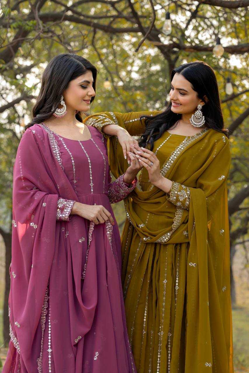 Ynf Faux Georgette KESH126 080 Gowns Wholesale Embroidery Gowns Georgette Gown Gown With Dupatta Manufacturer