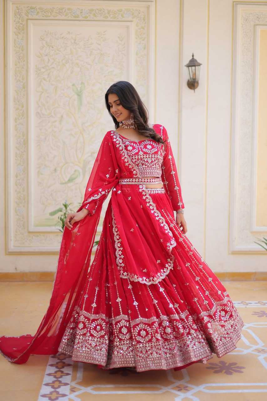 Ynf Faux Georgette KESH127 Ram-085 Lehengas Wedding Collections Festive Collections Wholesale Designer Lehenga Choli Georgette Lehenga Lehenga With Dupatta Manufacturer