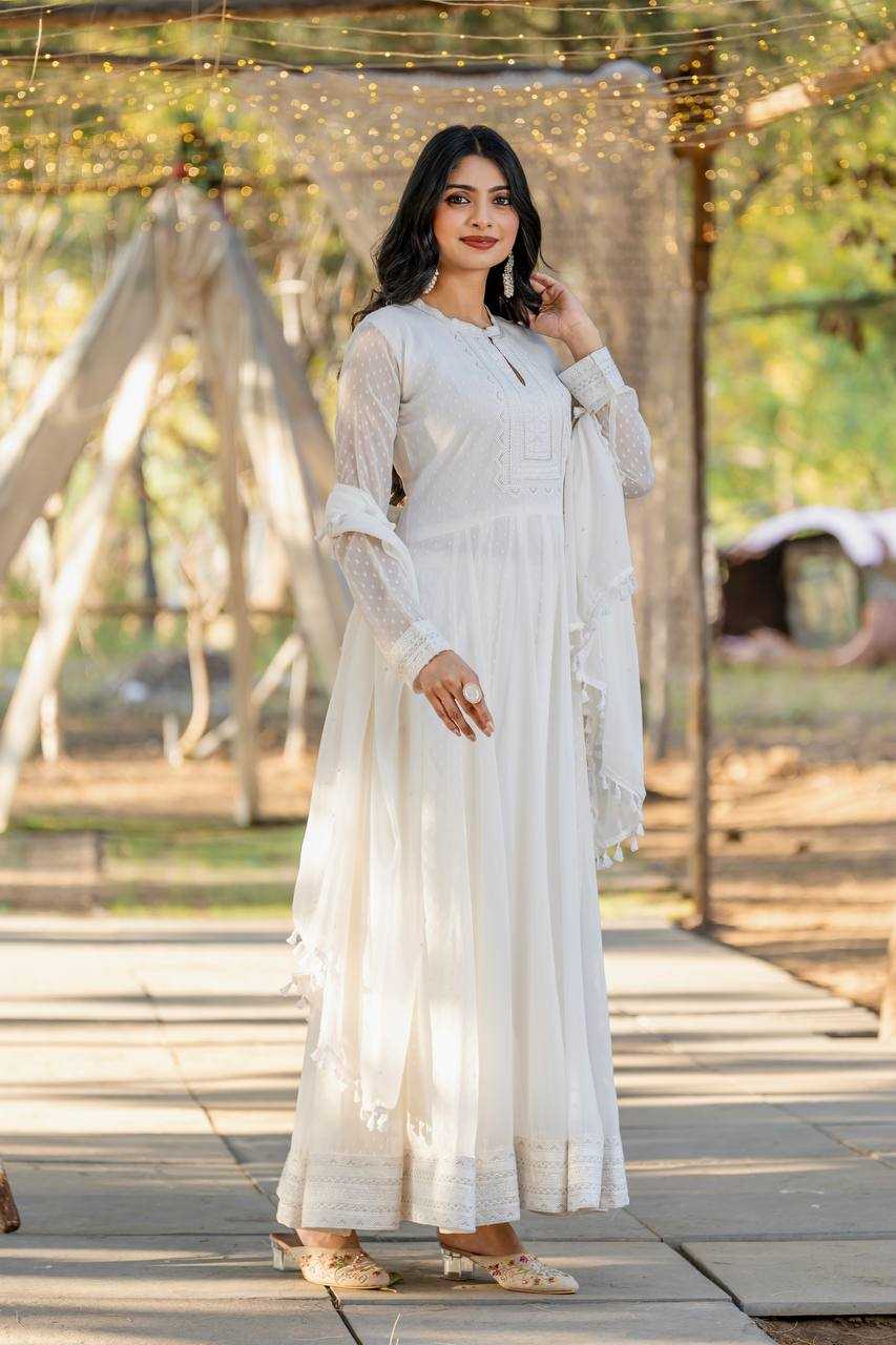 Ynf Faux Georgette KESH141 189 Gowns Wedding Collections Festive Collections Wholesale Embroidery Gowns Anarkali Gown Georgette Gown Manufacturer