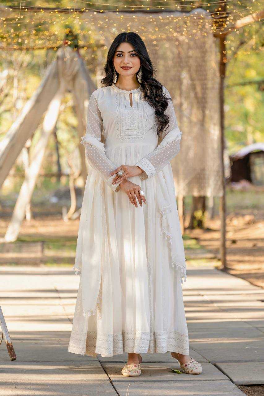 Ynf Faux Georgette KESH141 189 Gowns Wedding Collections Festive Collections Wholesale Embroidery Gowns Anarkali Gown Georgette Gown Manufacturer