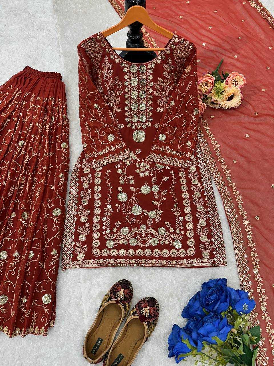 Ynf Faux Georgette KESH147 226 Suits & Dresses Wholesale Sharara Salwar Suits Embroidery Suits Wedding Suits Manufacturer