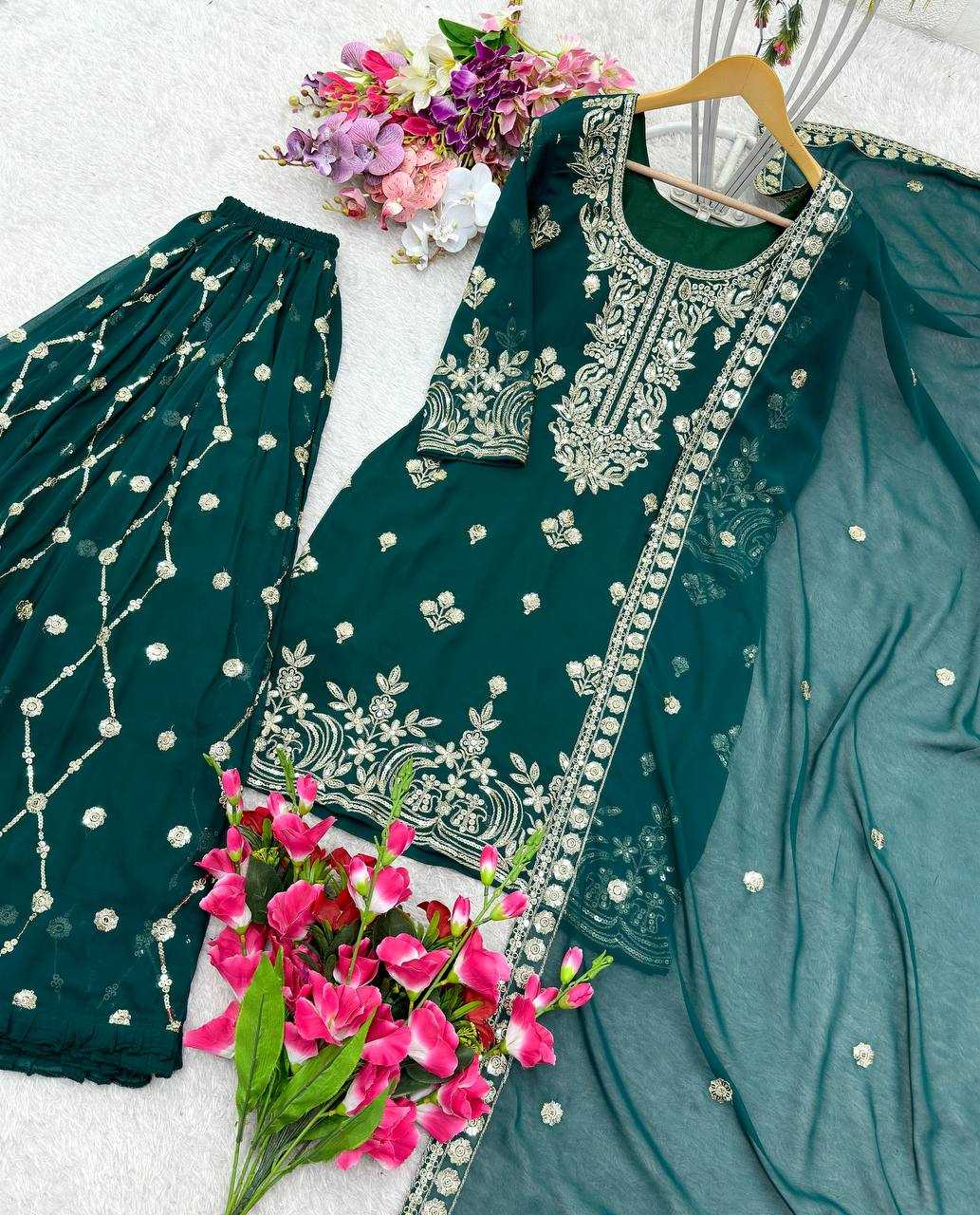 Ynf Faux Georgette KESH156 1156 Suits & Dresses Wedding Collections Festive Collections Wholesale Sharara Salwar Suits Embroidery Suits Georgette Suit Manufacturer