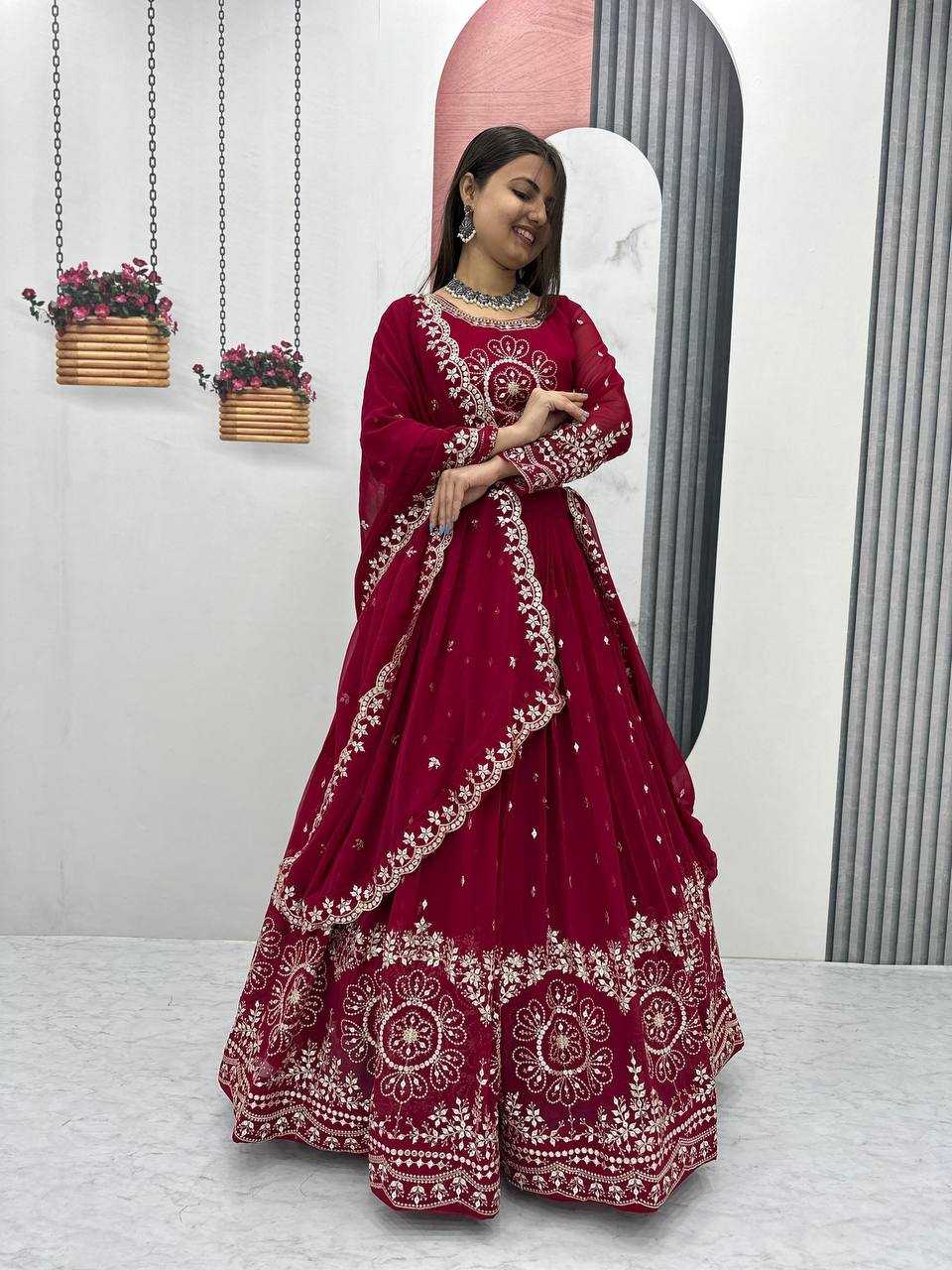 Ynf Faux Georgette KESH187 016 Lehengas Wholesale Bollywood Lehenga Choli Georgette Lehenga Sequins Lehenga Manufacturer