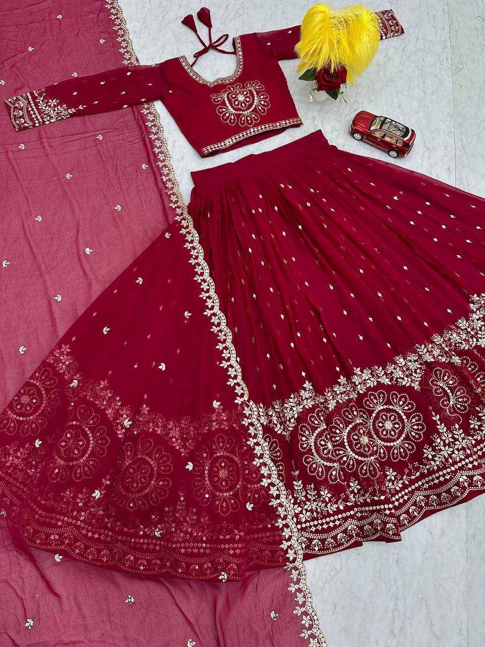 Ynf Faux Georgette KESH187 016 Lehengas Wholesale Bollywood Lehenga Choli Georgette Lehenga Sequins Lehenga Manufacturer