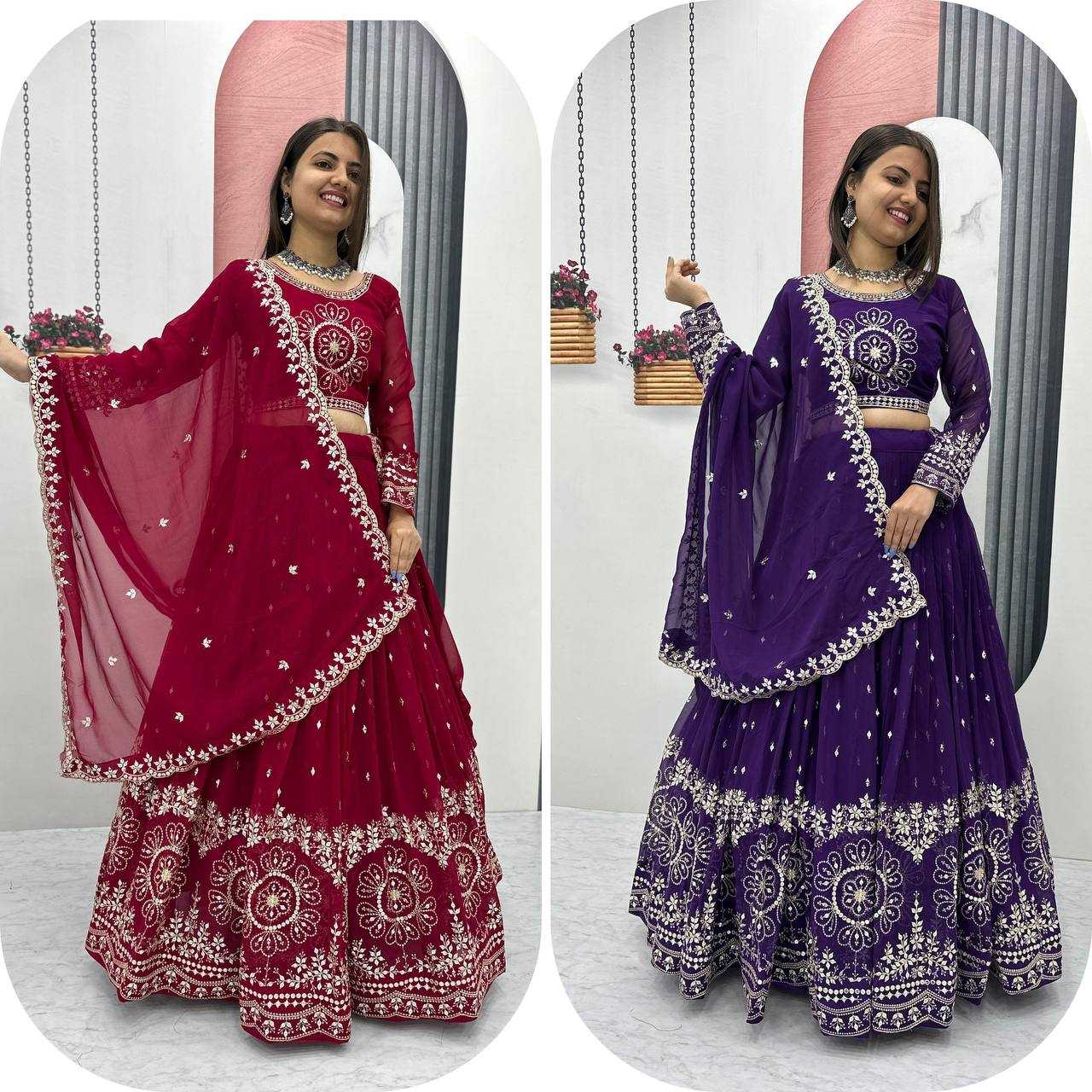 Ynf Faux Georgette KESH187 016 Lehengas Wholesale Bollywood Lehenga Choli Georgette Lehenga Sequins Lehenga Manufacturer