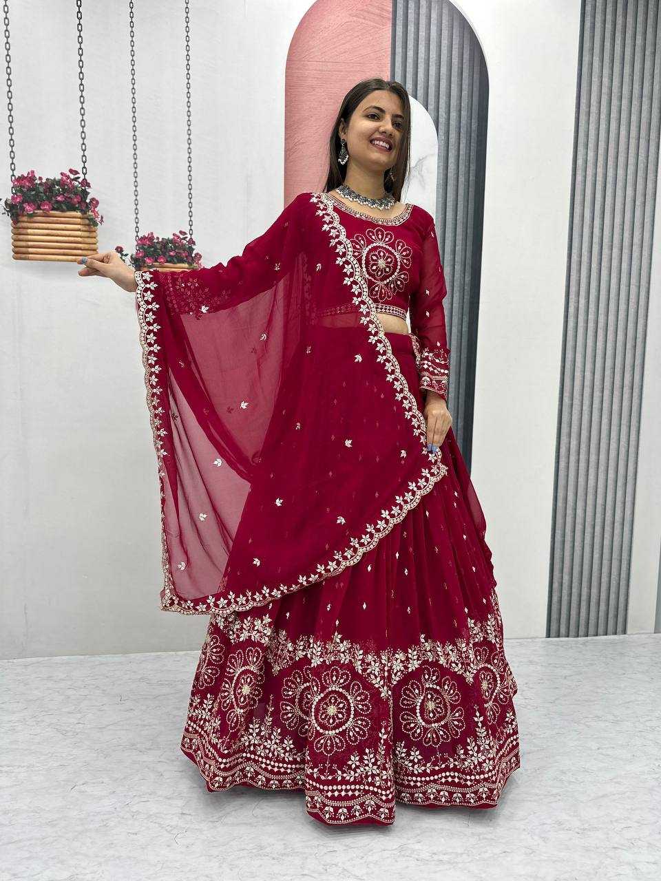 Ynf Faux Georgette KESH187 016 Lehengas Wholesale Bollywood Lehenga Choli Georgette Lehenga Sequins Lehenga Manufacturer