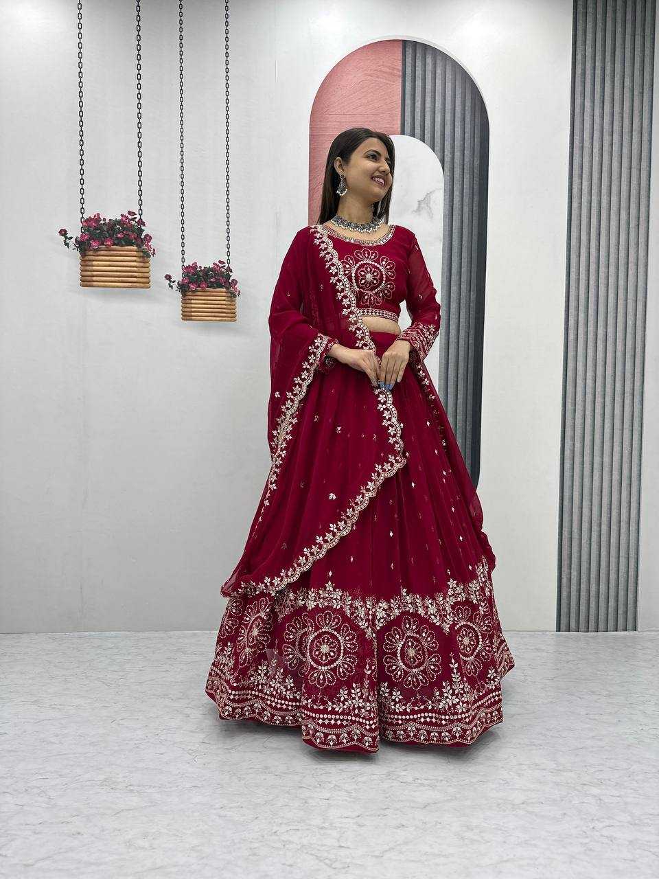 Ynf Faux Georgette KESH187 016 Lehengas Wholesale Bollywood Lehenga Choli Georgette Lehenga Sequins Lehenga Manufacturer