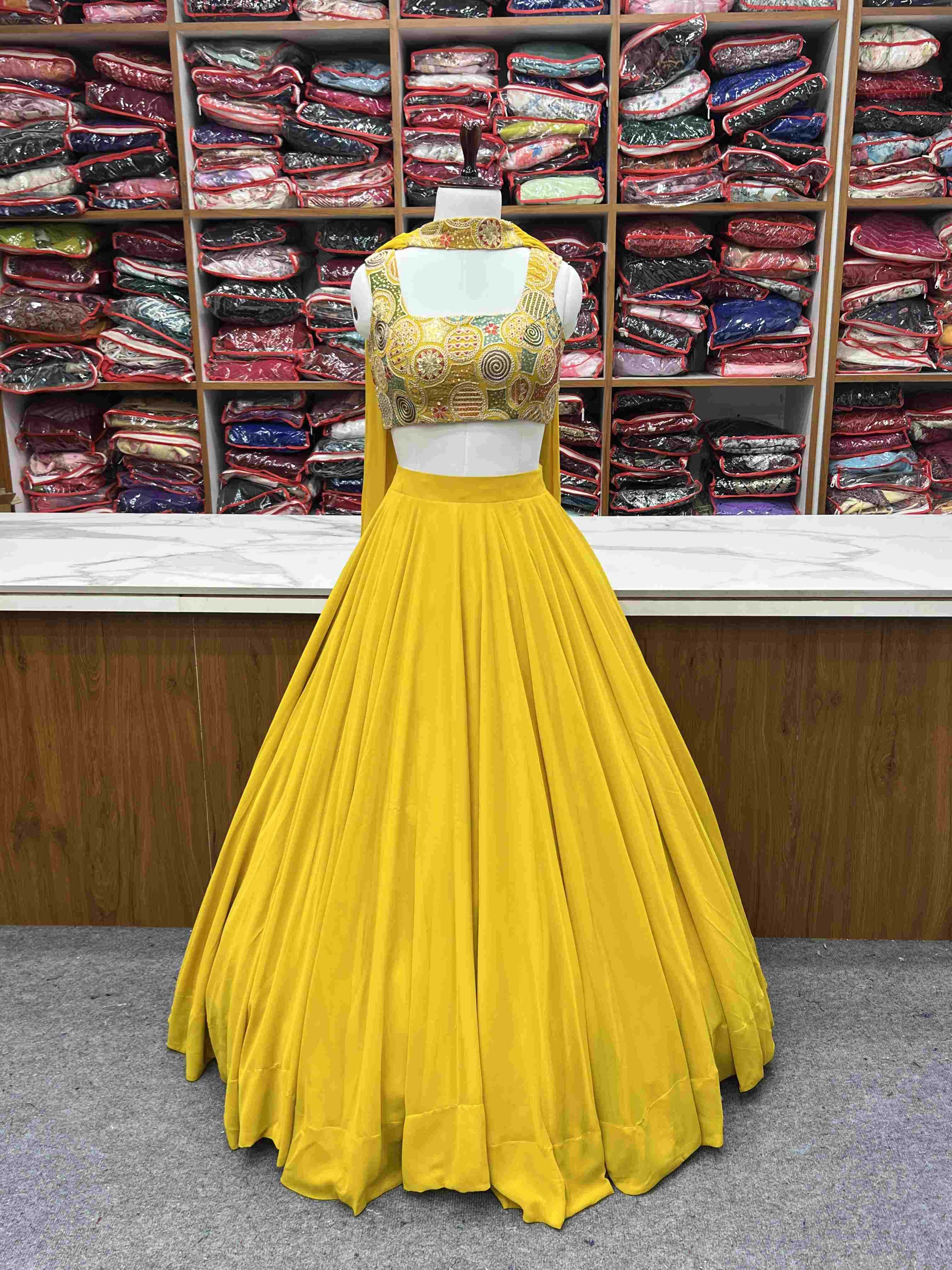 Ynf Faux Georgette KESH229 50 Lehengas Diwali Collections Wedding Collections Wholesale Embroidered Lehenga Georgette Lehenga Sequins Lehenga Manufacturer