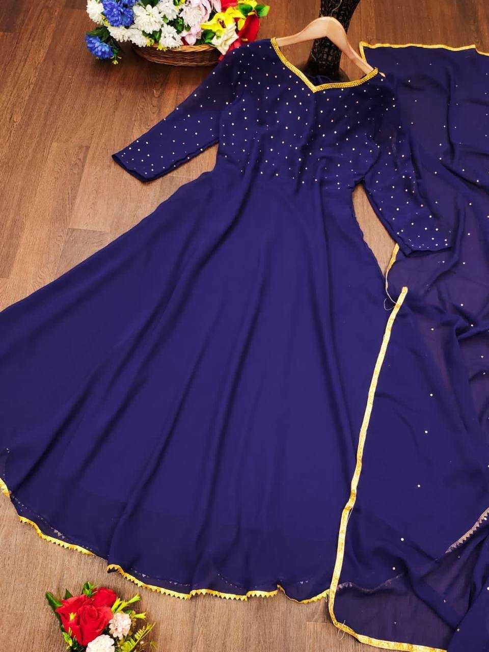 Ynf Faux Georgette KESH434 MNC06 Gowns Wholesale Long Gowns Georgette Gown Designer Gowns Manufacturer