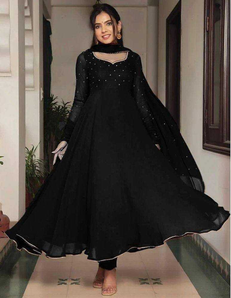 Ynf Faux Georgette KESH434 MNC06 Gowns Wholesale Long Gowns Georgette Gown Designer Gowns Manufacturer