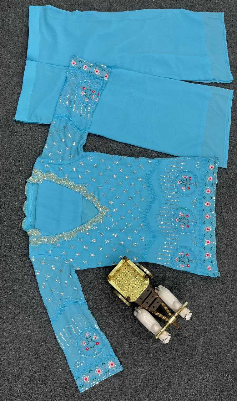 Ynf Faux Georgette RIN108 1726 Suits & Dresses Western Wears Festive Collections Wholesale Embroidery Suits Palazzo Suit Georgette Suit Manufacturer