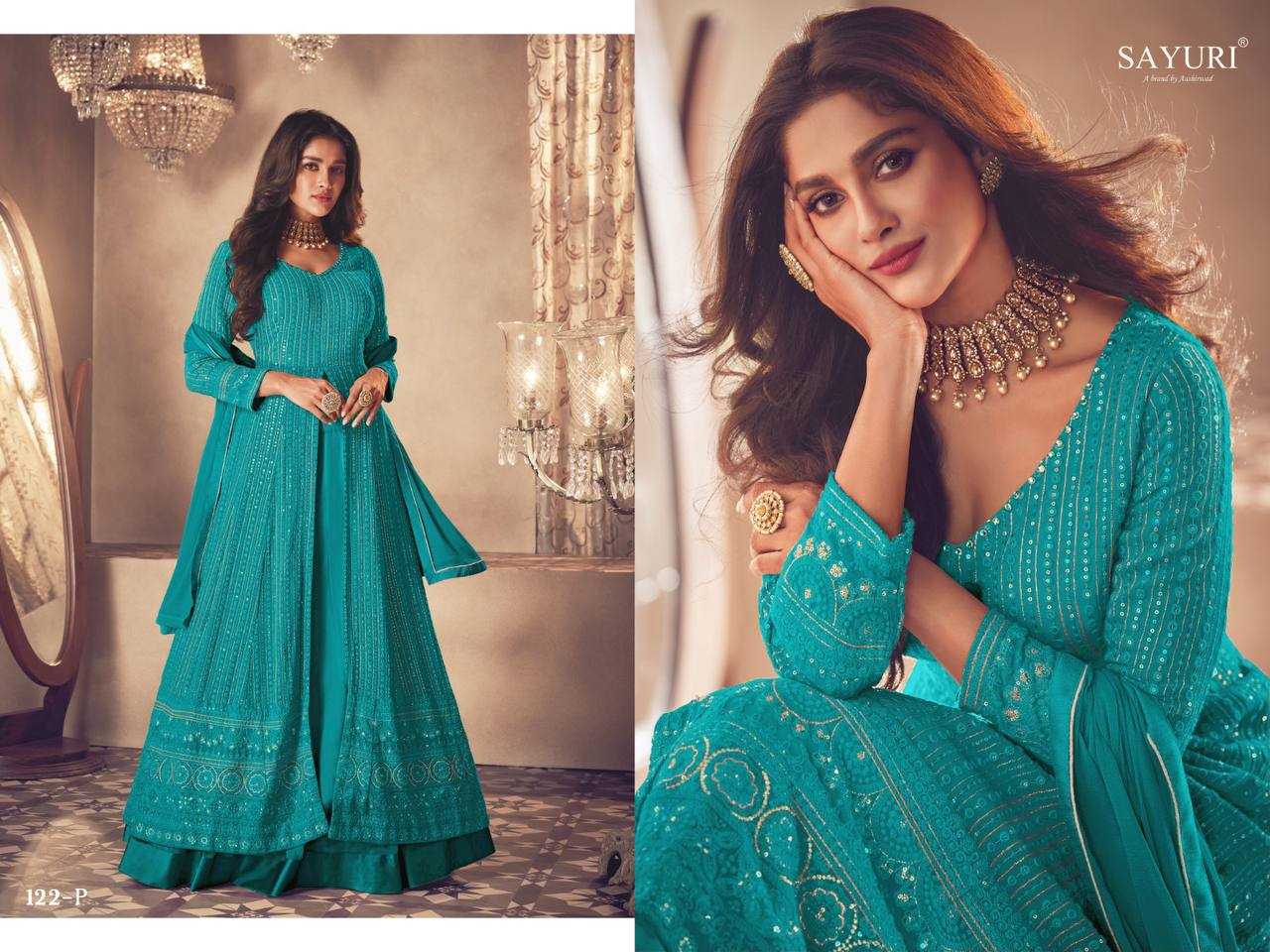 Ynf Faux Georgette RIN131 SAYURI 122 Gowns Wholesale Embroidery Gowns Georgette Gown Designer Gowns Manufacturer