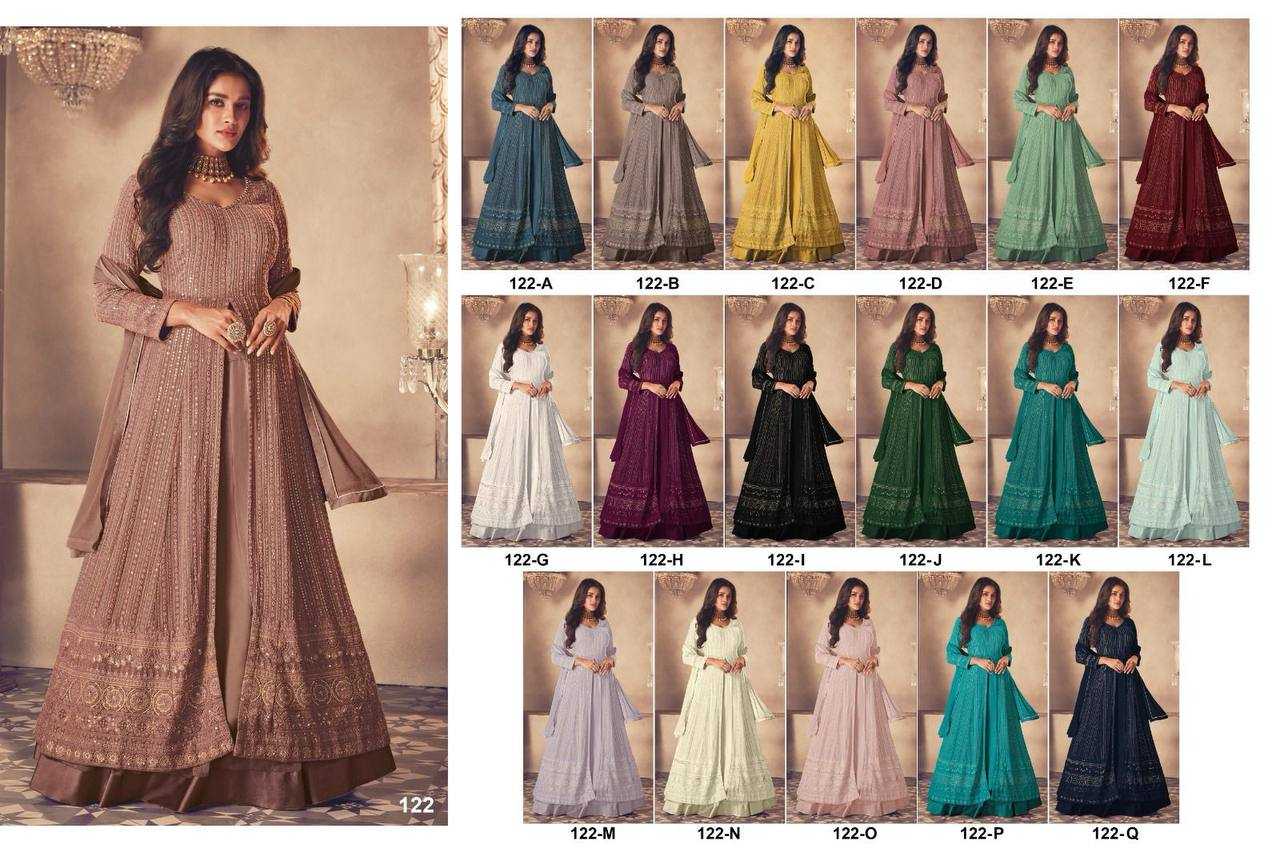 Ynf Faux Georgette RIN131 SAYURI 122 Gowns Wholesale Embroidery Gowns Georgette Gown Designer Gowns Manufacturer