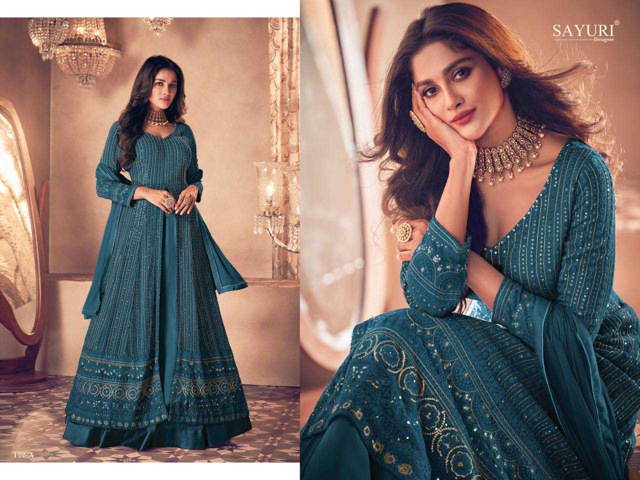 Ynf Faux Georgette RIN131 SAYURI 122 Gowns Wholesale Embroidery Gowns Georgette Gown Designer Gowns Manufacturer