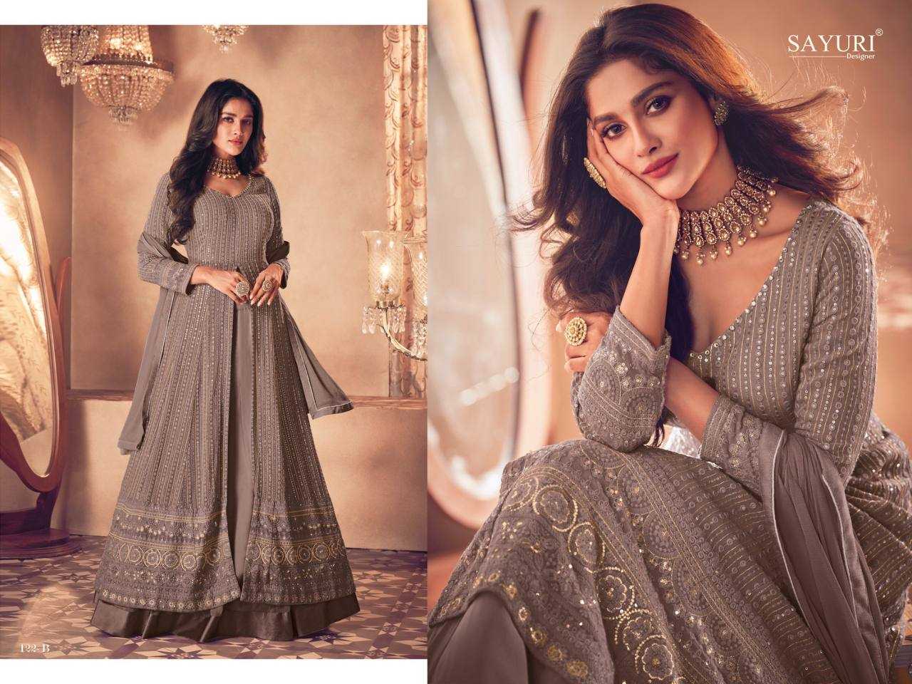 Ynf Faux Georgette RIN131 SAYURI 122 Gowns Wholesale Embroidery Gowns Georgette Gown Designer Gowns Manufacturer