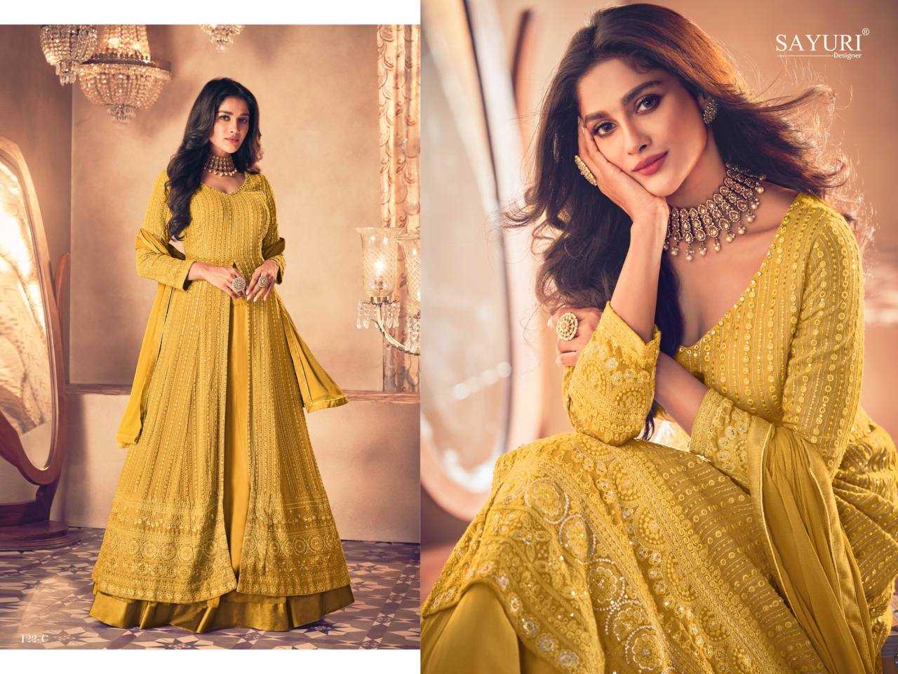 Ynf Faux Georgette RIN131 SAYURI 122 Gowns Wholesale Embroidery Gowns Georgette Gown Designer Gowns Manufacturer