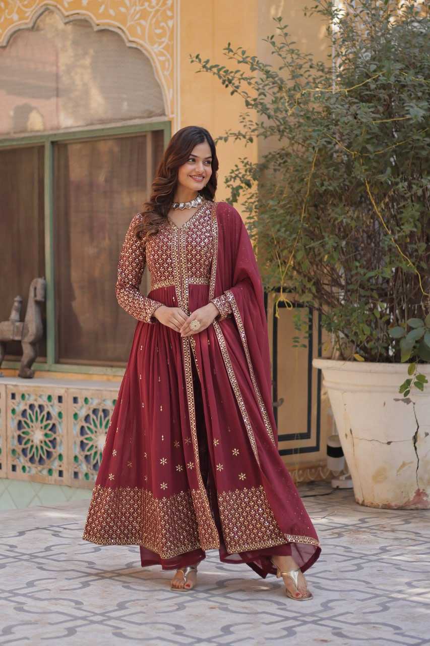 Ynf Faux Georgette RIN136 1149 Suits & Dresses Diwali Collections Wedding Collections Wholesale Embroidery Suits Georgette Suit Wedding Outfits Manufacturer