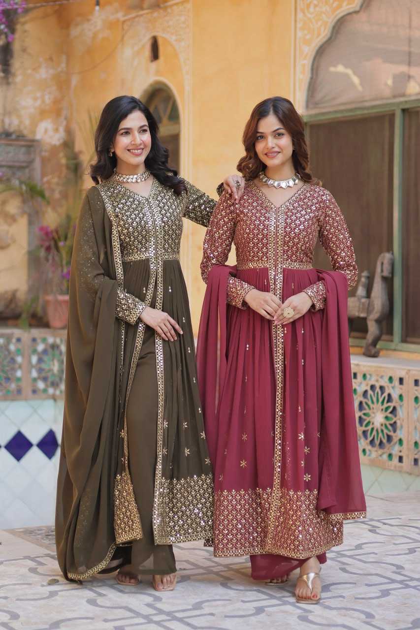 Ynf Faux Georgette RIN136 1149 Suits & Dresses Diwali Collections Wedding Collections Wholesale Embroidery Suits Georgette Suit Wedding Outfits Manufacturer