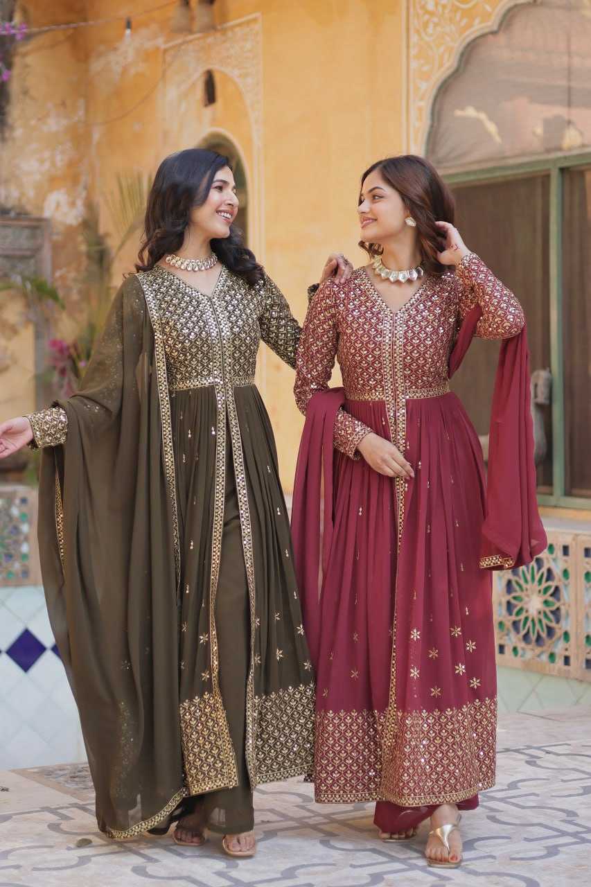 Ynf Faux Georgette RIN136 1149 Suits & Dresses Diwali Collections Wedding Collections Wholesale Embroidery Suits Georgette Suit Wedding Outfits Manufacturer