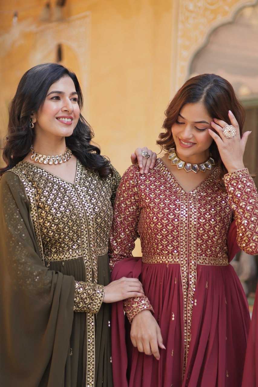 Ynf Faux Georgette RIN136 1149 Suits & Dresses Diwali Collections Wedding Collections Wholesale Embroidery Suits Georgette Suit Wedding Outfits Manufacturer