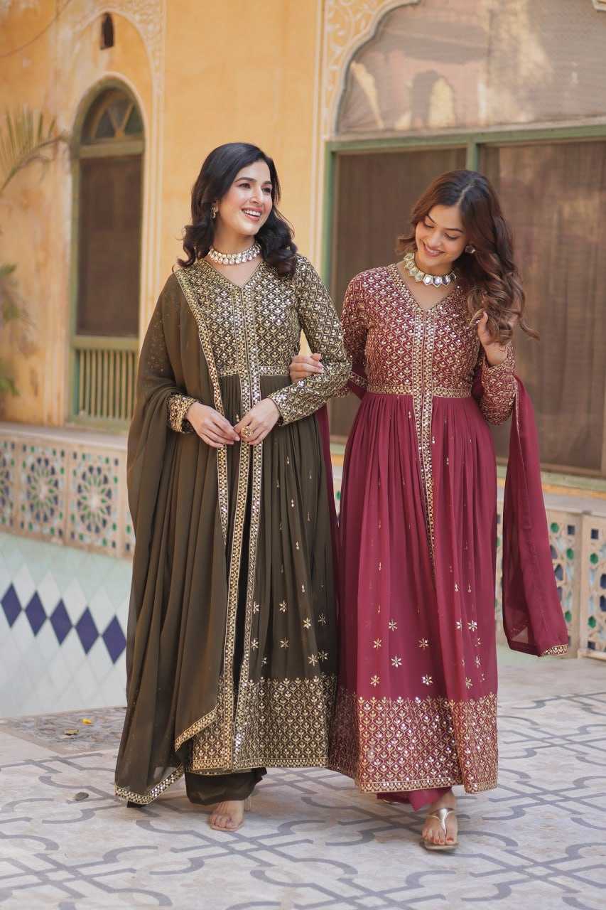 Ynf Faux Georgette RIN136 1149 Suits & Dresses Diwali Collections Wedding Collections Wholesale Embroidery Suits Georgette Suit Wedding Outfits Manufacturer