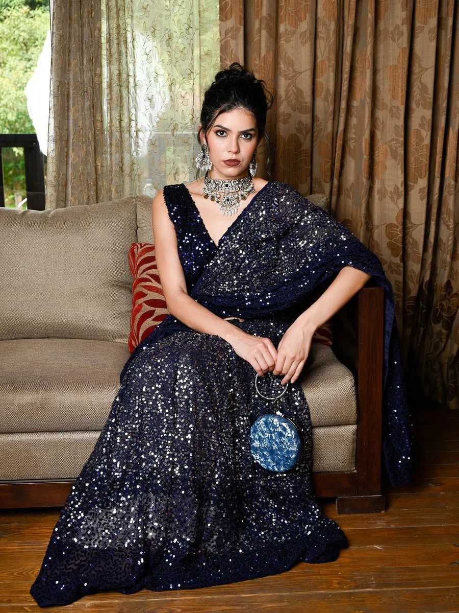 Ynf Faux Georgette RIN151 5204 Sarees Wholesale Fancy Sarees Georgette Sarees Sequin Sarees Manufacturer