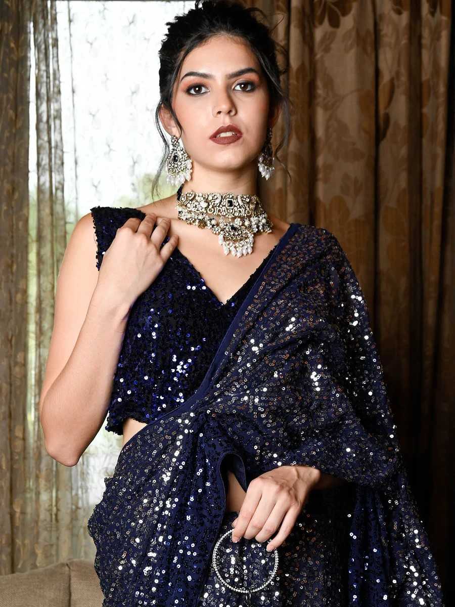 Ynf Faux Georgette RIN151 5204 Sarees Wholesale Fancy Sarees Georgette Sarees Sequin Sarees Manufacturer