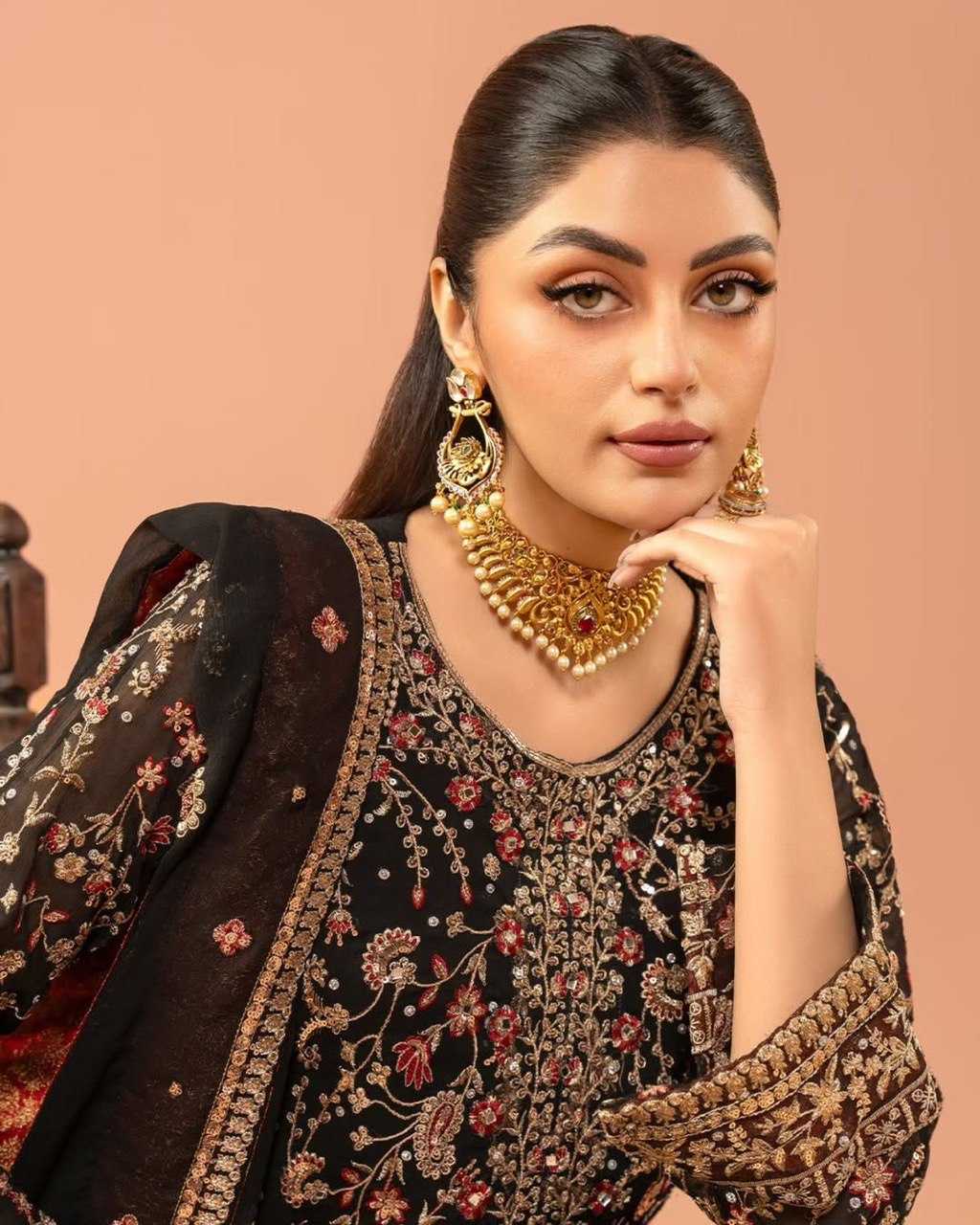 Ynf Faux Georgette RIN169 5826 Suits & Dresses Diwali Collections Wedding Collections Wholesale Embroidery Suits Georgette Suit Designer Suits Manufacturer