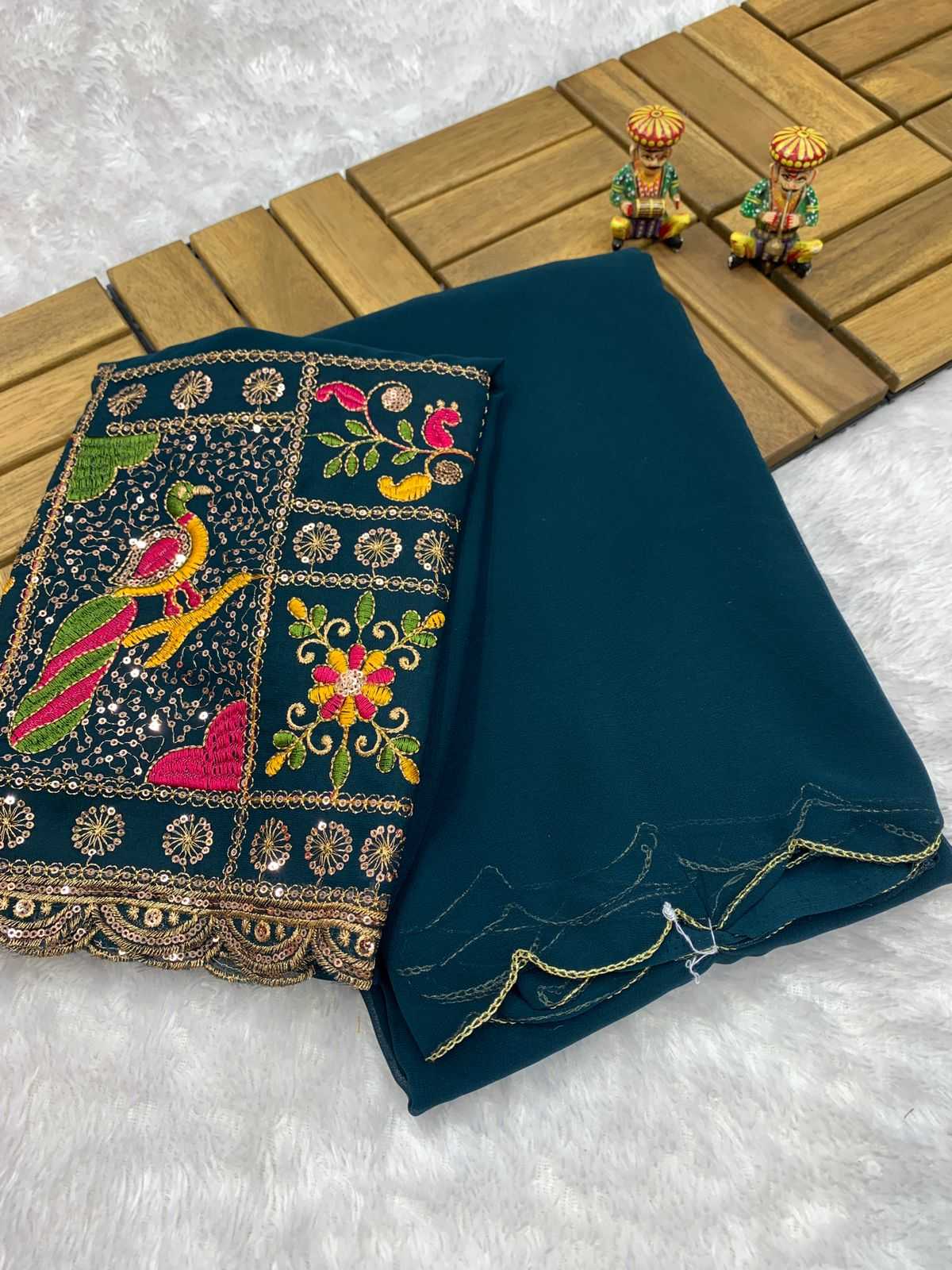 Ynf Georgette KESH203 MTW23 Sarees Rakhi Collections Wedding Collections Wholesale Georgette Sarees Embroidered Sarees Zari Sarees Manufacturer