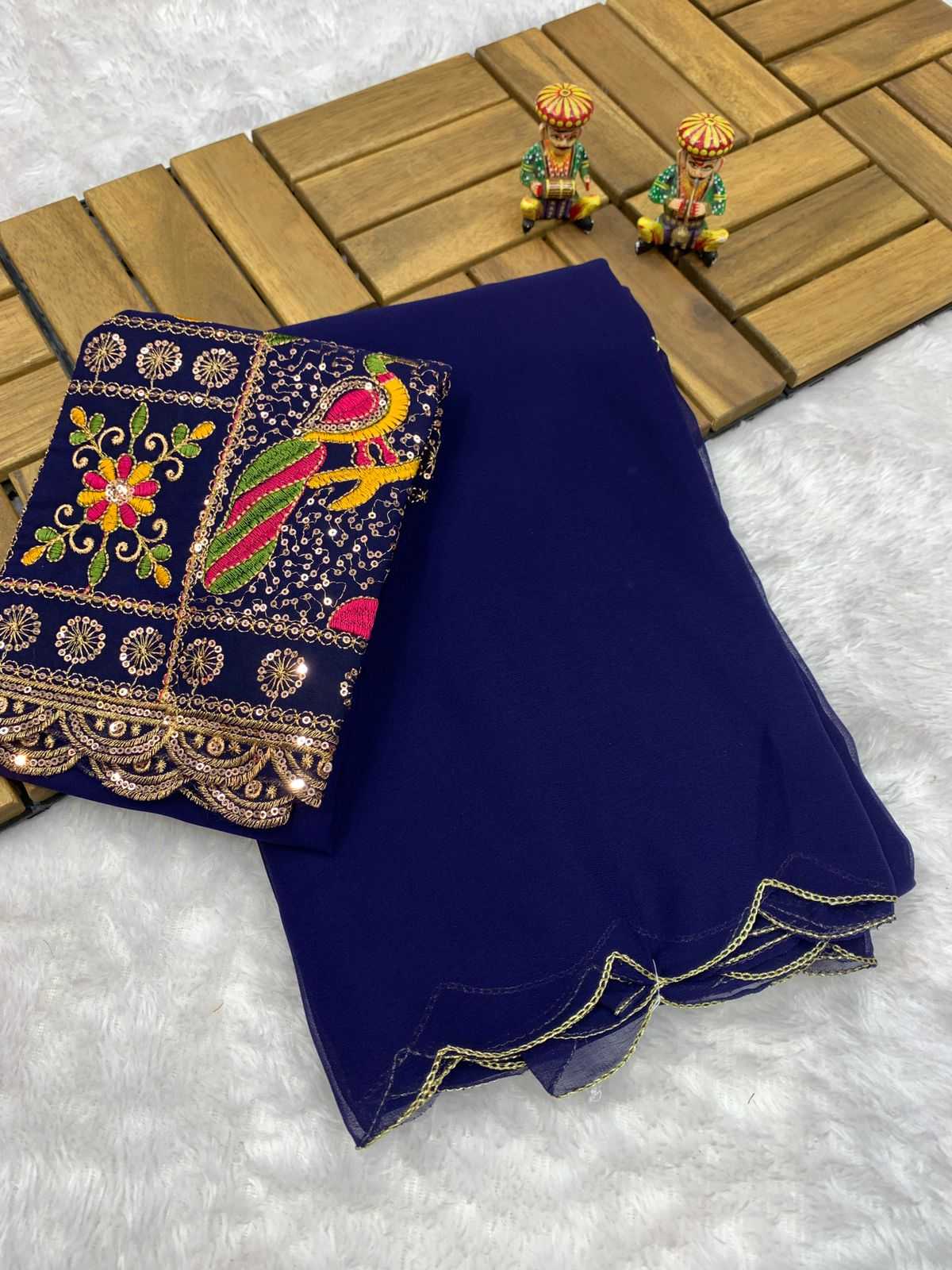 Ynf Georgette KESH203 MTW23 Sarees Rakhi Collections Wedding Collections Wholesale Georgette Sarees Embroidered Sarees Zari Sarees Manufacturer