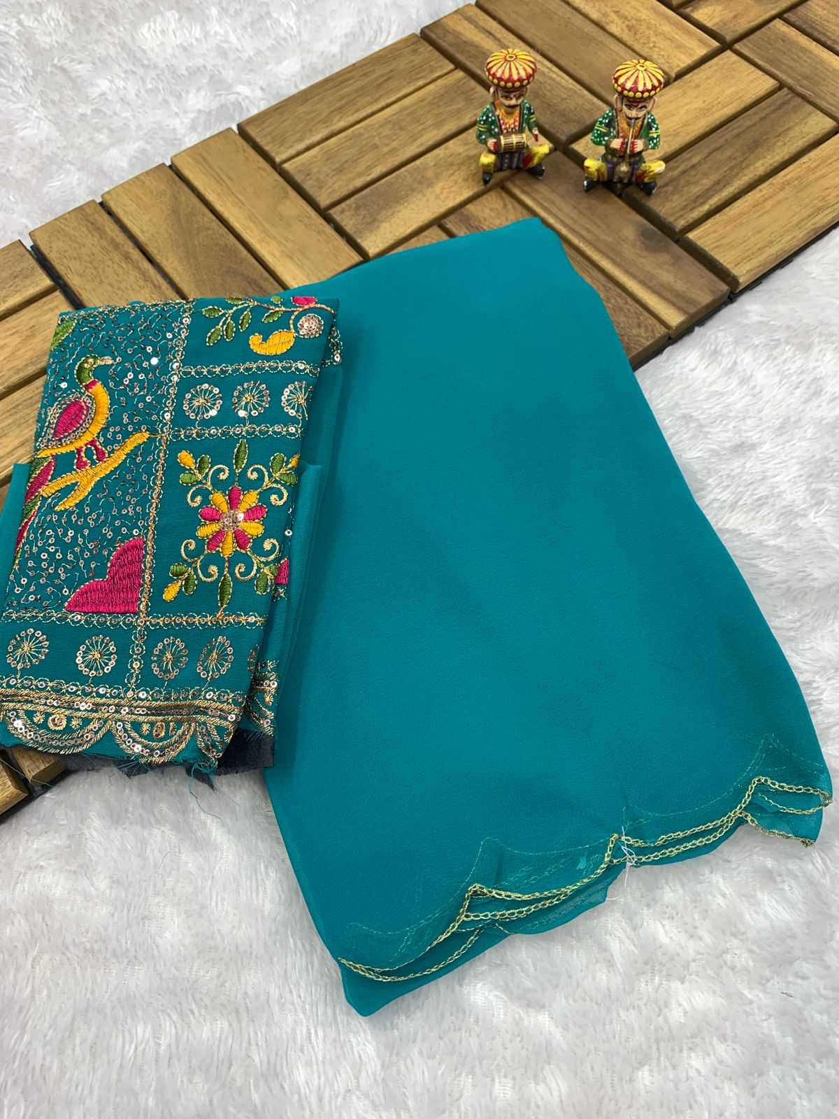 Ynf Georgette KESH203 MTW23 Sarees Rakhi Collections Wedding Collections Wholesale Georgette Sarees Embroidered Sarees Zari Sarees Manufacturer