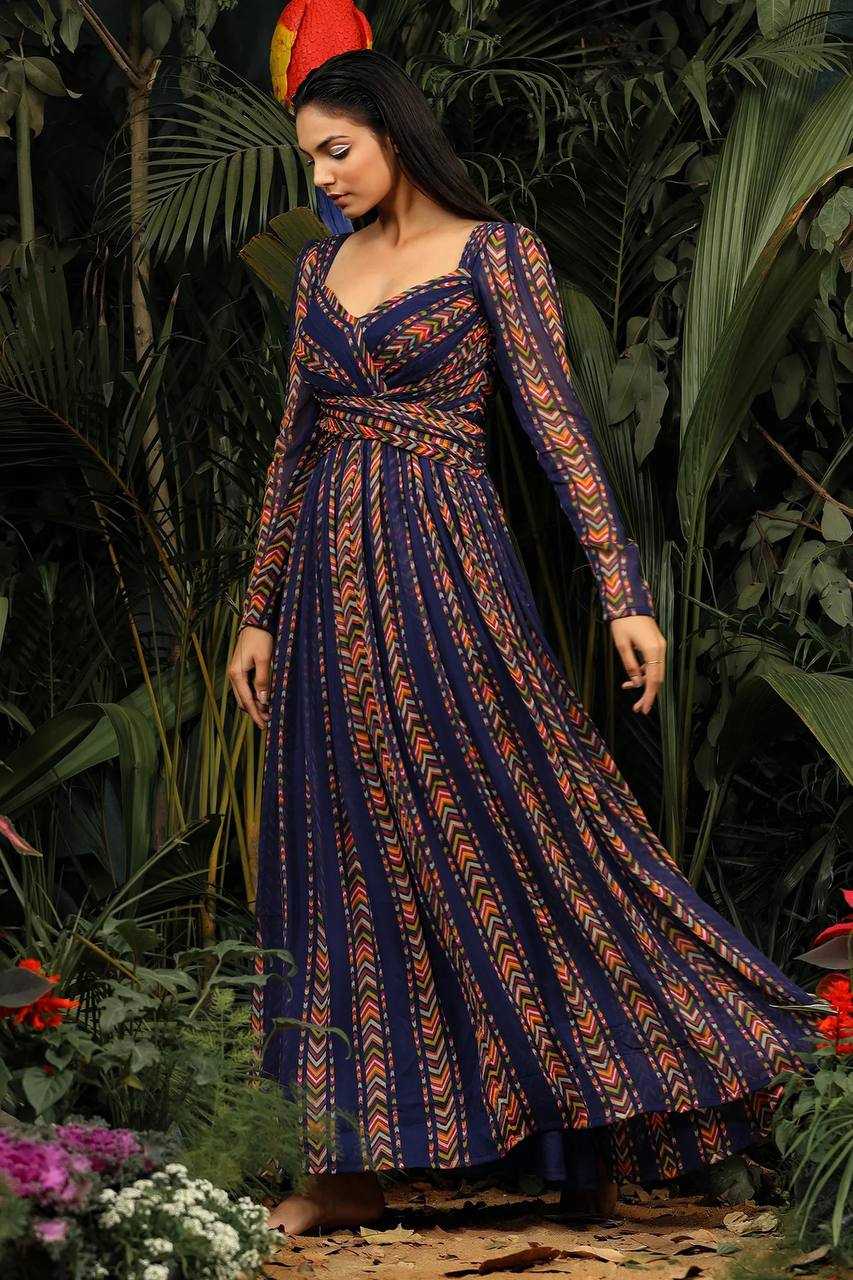 Ynf Georgette KESH270 308 Gowns Wholesale Printed Gowns Georgette Gown Designer Gowns Manufacturer