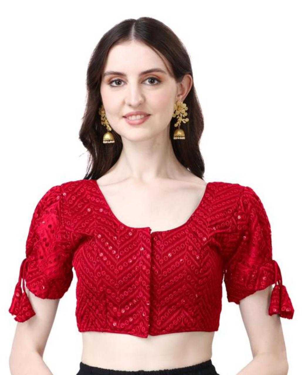 Ynf Georgette KESH286 DMC08 Readymade Blouses Wholesale Sequence Embroidery Blouse Designer Blouse Embroidered Blouses Manufacturer