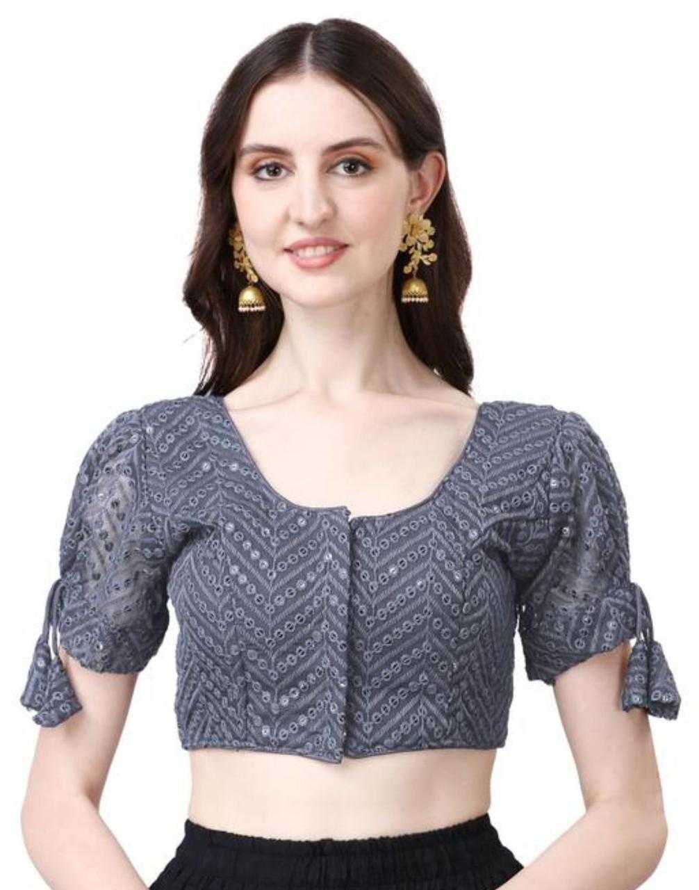 Ynf Georgette KESH286 DMC08 Readymade Blouses Wholesale Sequence Embroidery Blouse Designer Blouse Embroidered Blouses Manufacturer