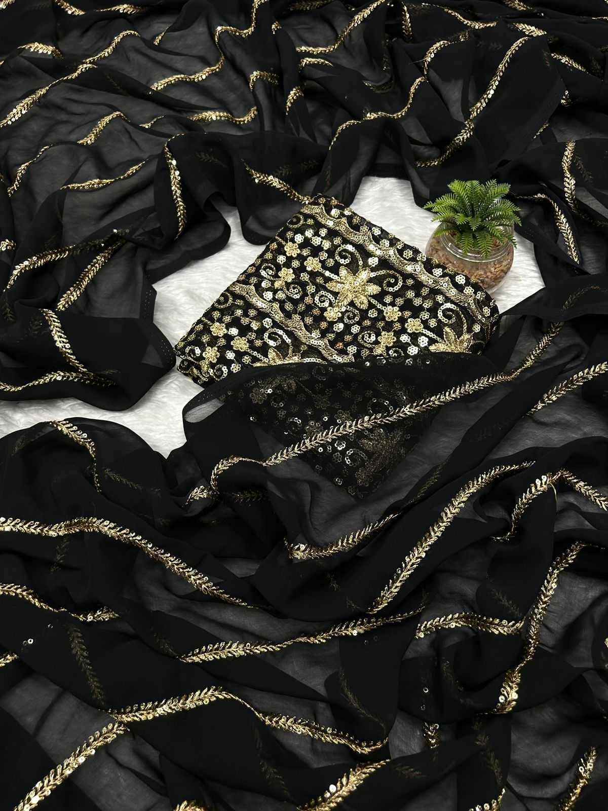 Ynf Georgette KESH391 1115 Sarees Wholesale Designer Sarees Georgette Sarees Black Sarees Manufacturer