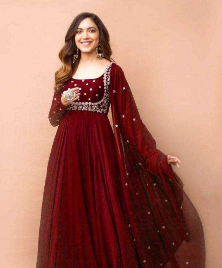 Ynf Georgette KESH434 MNC05 Gowns Wholesale Embroidery Gowns Georgette Gown Gown With Dupatta Manufacturer