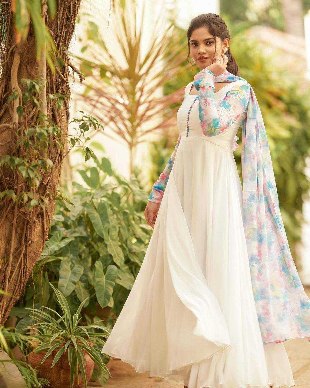 Ynf Georgette KESH434 MNC52 Gowns Wholesale Printed Gowns Georgette Gown Gown With Dupatta Manufacturer