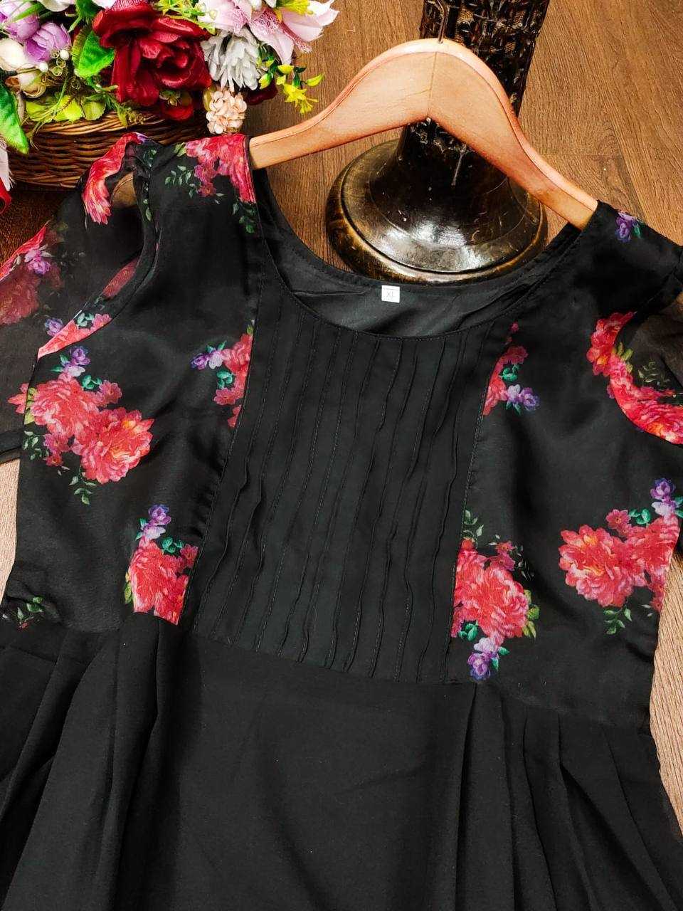 Ynf Georgette KESH434 MNC55 Gowns Wholesale Long Gowns Georgette Gown Black Gown Manufacturer