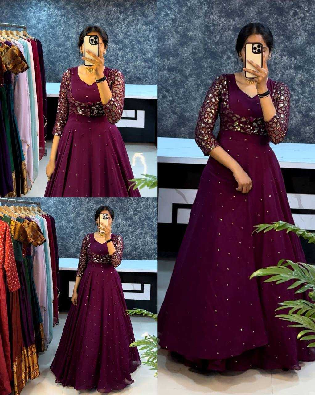 Ynf Georgette KESH434 MNC57 Gowns Wholesale Embroidery Gowns Georgette Gown Net Gowns Manufacturer