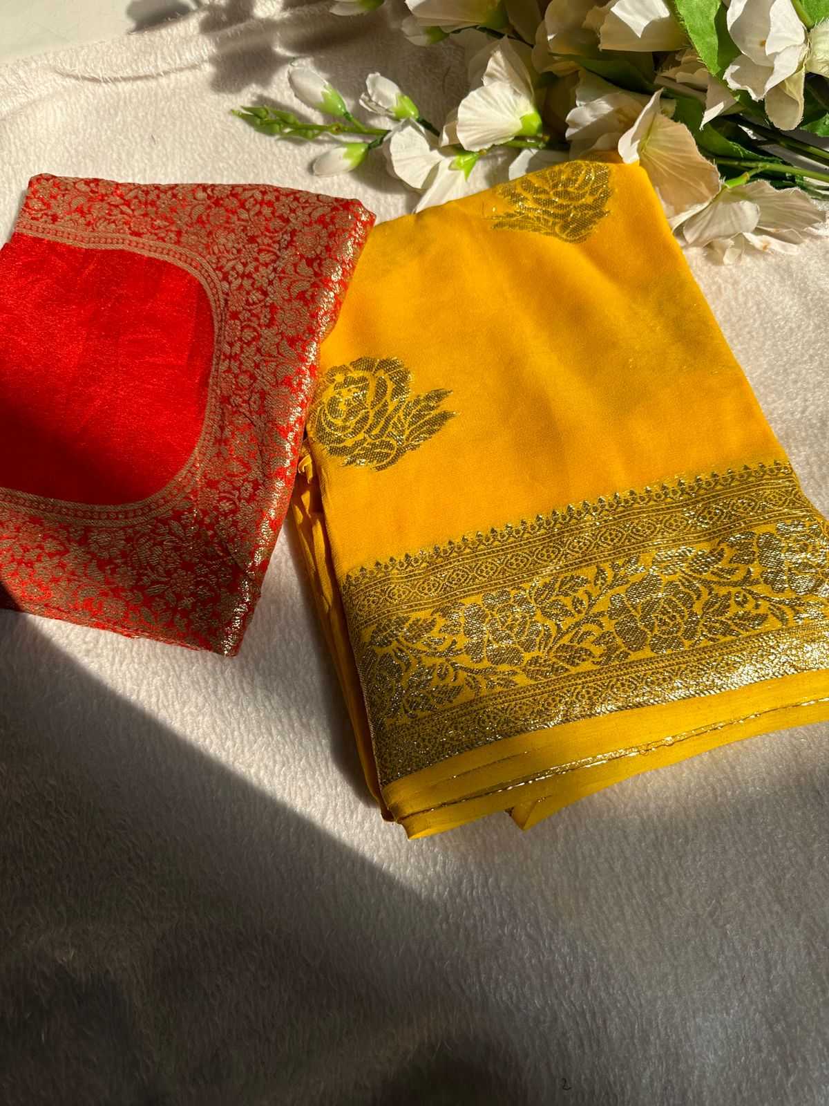 Ynf Georgette RIN104 APE10 Sarees Diwali Collections Festive Collections Wholesale Georgette Sarees Traditional Sarees Sarees With Blouse Manufacturer